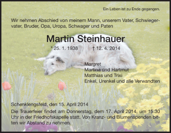 Traueranzeige von Martin Steinhauer von Hersfeld