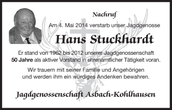 Traueranzeige von Hans Stuckhardt von Hersfeld