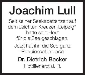 Traueranzeige von Joachim Lull von Hersfeld