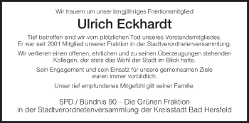 Traueranzeige von Ulrich Eckhardt von Hersfeld
