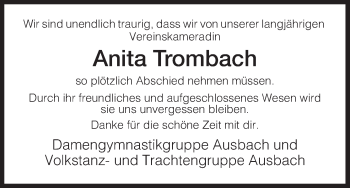 Traueranzeige von Anita Trombach von Hersfeld