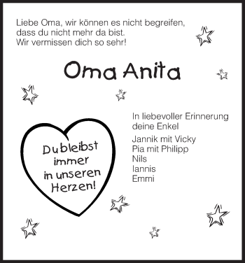 Traueranzeige von Anita  von Hersfeld