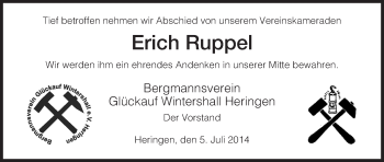 Traueranzeige von Erich Ruppel von Hersfeld