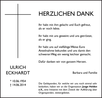 Traueranzeige von Ulrich Eckhardt von Hersfeld
