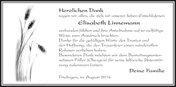 Traueranzeige von Elisabeth Linnemann von Hersfeld