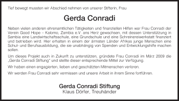 Traueranzeige von Gerda Conradi von Hersfeld
