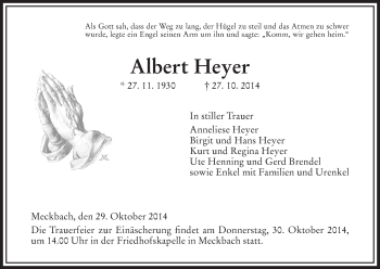 Traueranzeige von Albert Heyer von Hersfeld