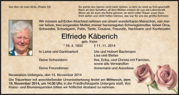 Traueranzeige von Elfriede Käberich von Hersfeld