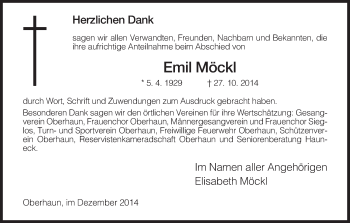 Traueranzeige von Emil Möckl von Hersfeld