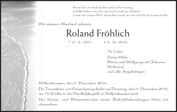 Traueranzeige von Roland Fröhlich von Hersfeld