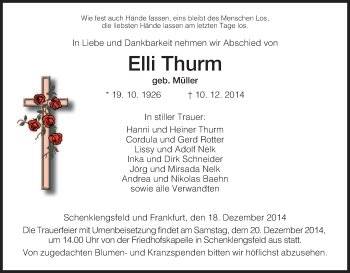 Traueranzeige von Elli Thurm von Hersfeld