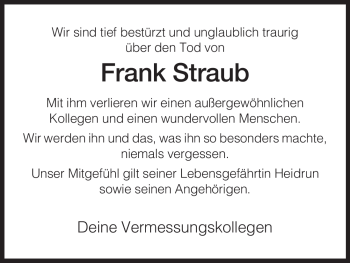 Traueranzeige von Frank Straub von HERSFELDER ZEITUNG