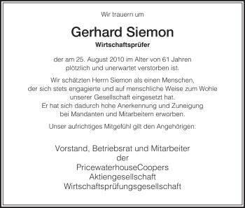 Traueranzeige von Gerhard Siemon von HERSFELDER ZEITUNG