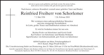 Traueranzeige von Reinfried Freiherr von HERSFELDER ZEITUNG