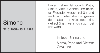 Traueranzeige von Simone Unbekannt von HERSFELDER ZEITUNG