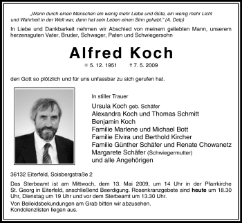 Traueranzeige von Alfred Koch von HERSFELDER ZEITUNG