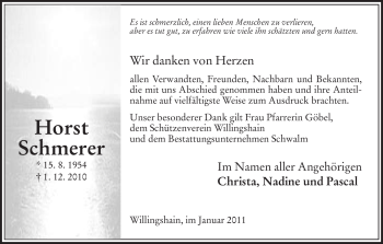 Traueranzeige von Horst Schmerer von HERSFELDER ZEITUNG