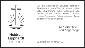 Traueranzeige von Heidrun Lipphardt von HERSFELDER ZEITUNG