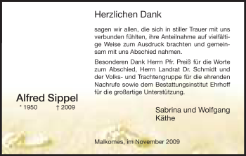 Traueranzeige von Alfred Sippel von HERSFELDER ZEITUNG