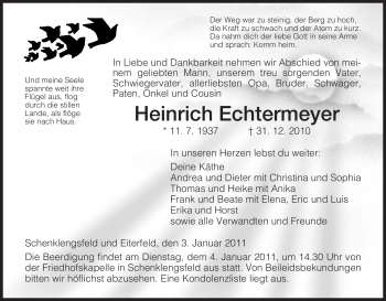 Traueranzeige von Heinrich Echtermeyer von HERSFELDER ZEITUNG
