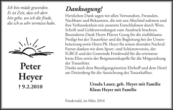 Traueranzeige von Peter Heyer von HERSFELDER ZEITUNG