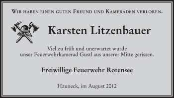 Traueranzeige von Karsten Litzenbauer von HERSFELDER ZEITUNG