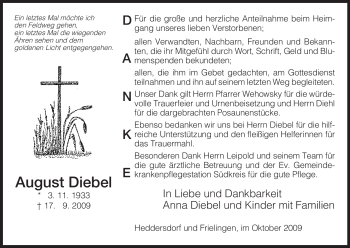 Traueranzeige von August Diebel von HERSFELDER ZEITUNG