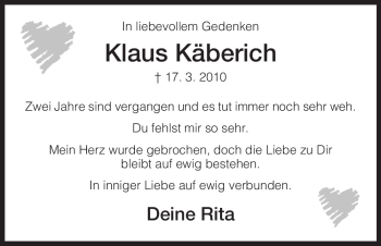 Traueranzeige von Klaus Käberich von HERSFELDER ZEITUNG