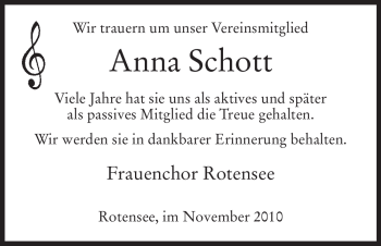 Traueranzeige von Anna Schott von HERSFELDER ZEITUNG