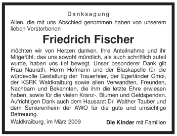 Traueranzeige von Friedrich Fischer von HERSFELDER ZEITUNG