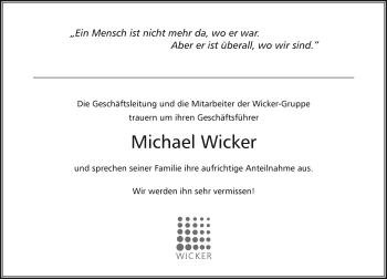 Traueranzeige von Michael Wicker von HERSFELDER ZEITUNG