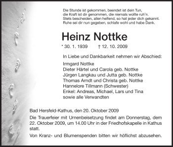 Traueranzeige von Heinz Nottke von HERSFELDER ZEITUNG