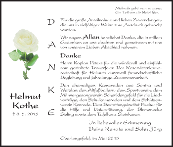 Traueranzeige von Helmut Kothe von Hersfeld