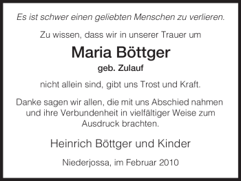 Traueranzeige von Maria Böttger von HERSFELDER ZEITUNG