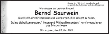 Traueranzeige von Bernd Saurwein von HERSFELDER ZEITUNG