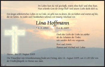 Traueranzeige von Lina Hoffmann von HERSFELDER ZEITUNG