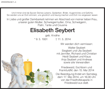 Traueranzeige von Elisabeth Seybert von Hersfelder Zeitung