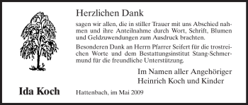 Traueranzeige von Ida Koch von HERSFELDER ZEITUNG