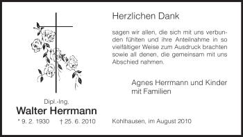 Traueranzeige von Walter Herrmann von HERSFELDER ZEITUNG