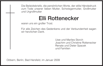 Traueranzeige von Elli Rottenecker von HERSFELDER ZEITUNG
