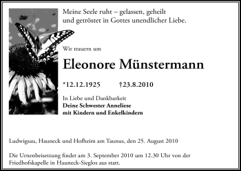 Traueranzeige von Eleonore Münstermann von HERSFELDER ZEITUNG