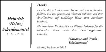 Traueranzeige von Heinrich Scheidemantel von HERSFELDER ZEITUNG