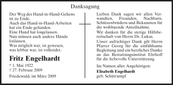 Traueranzeige von Fritz Engelhardt von HERSFELDER ZEITUNG