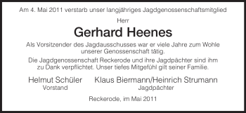 Traueranzeige von Gerhard Heenes von HERSFELDER ZEITUNG