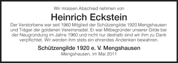 Traueranzeige von Heinrich Eckstein von HERSFELDER ZEITUNG