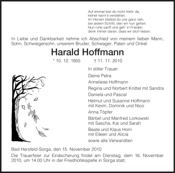 Traueranzeige von Harald Hoffmann von HERSFELDER ZEITUNG