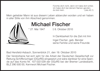 Traueranzeige von Michael Fischer von HERSFELDER ZEITUNG