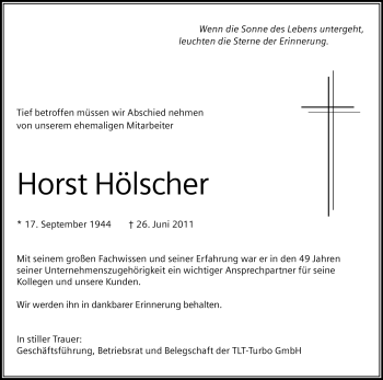 Traueranzeige von Horst Hölscher von HERSFELDER ZEITUNG