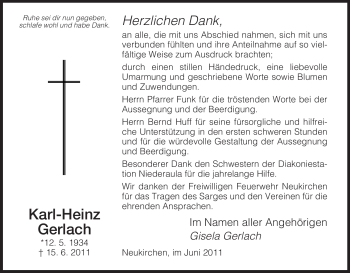 Traueranzeige von Karl-Heinz Gerlach von HERSFELDER ZEITUNG