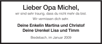 Traueranzeige von Michel Unbekannt von HERSFELDER ZEITUNG